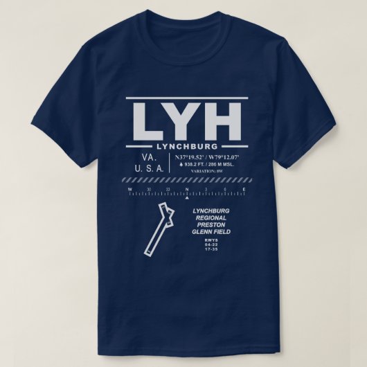 リンチバーグリージョナル空港LYH Tシャツ (デザイン正面)