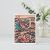 リンツオーストリアアートヴィンテージトラベルイラストレーション ポストカード (スタンド正面)