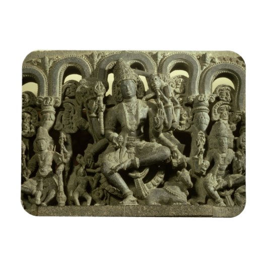 リンテルが三位一体を描く:シヴァ、ブラーマ、ヴィス マグネット (横)