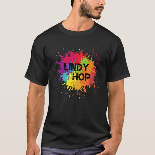 リンディホップ絵を描（ばちゃばちゃ）跳ねるスイングダンサー Tシャツ (正面)