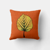 リンデン秋リーフアートの黄色とオレンジ鮮やか色 クッション (裏面)