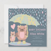 リンドロップ水たまり ママ＆ベイビーくま オーダーメイドシャワー 招待状 (正面)