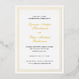 リンネシンプルエレガントな結婚式の日付を保存 箔招待状