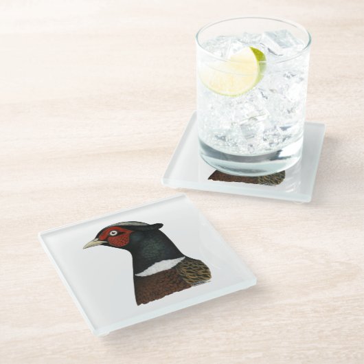 リンネックキジ頭 ガラスコースター (アングル)