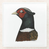 リンネックキジ頭 ガラスコースター (正面)