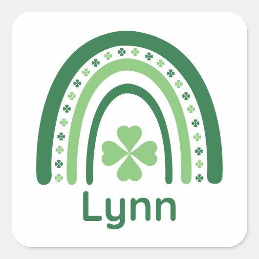 リンネームクローバーボホーレインボー スクエアシール (正面)