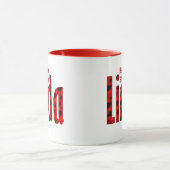 「リンパーソナライズされたダ」の名前レッドとブラック・プレイド・アート マグカップ (中央)