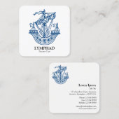リンパード(紋章船) – 藍色の白 スクエア名刺 (正面/裏面)