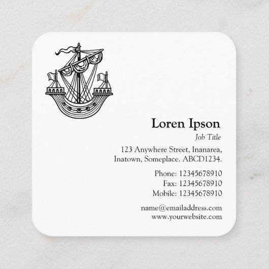 リンパ節（紋章船） – 白黒文字 スクエア名刺 (裏面)