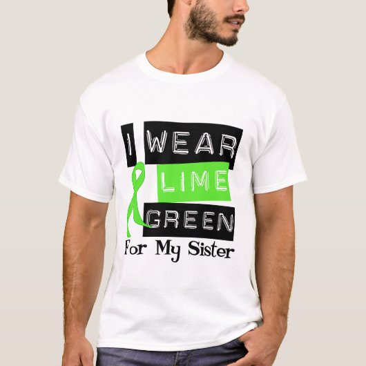 リンパ腫のライムグリーンのリボンの姉妹 Tシャツ (正面)