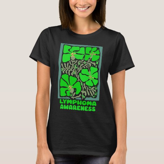 リンパ腫認識度ボホグリーン花 Tシャツ (正面)