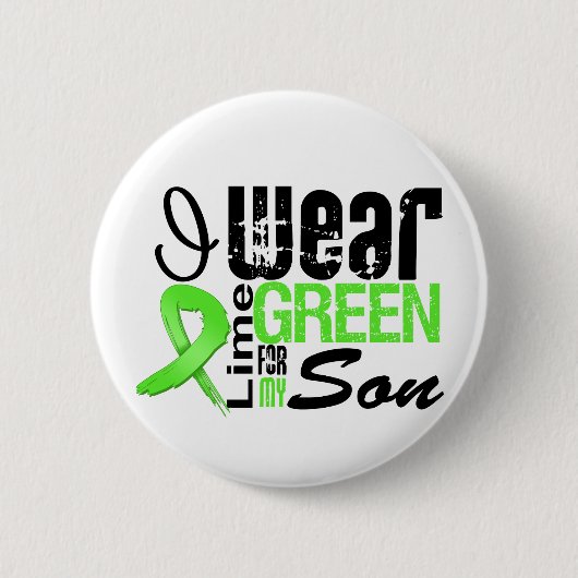 リンパ腫I衣服ライムグリーンリボンソン 缶バッジ (正面)