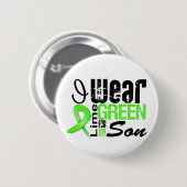 リンパ腫I衣服ライムグリーンリボンソン 缶バッジ (正面&裏面)