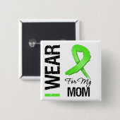 リンパ腫I衣服ライムグリーンリボン 缶バッジ (正面&裏面)