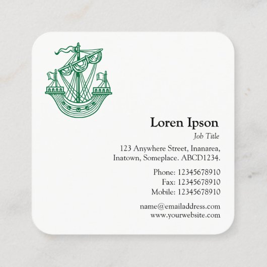 リンパ(紋章船) – セージの森の緑 スクエア名刺 (裏面)