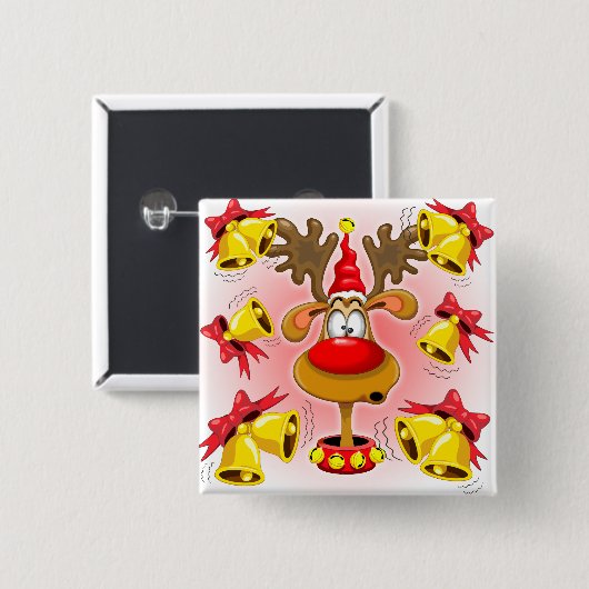 リンベルおもしろい付きトナカイのクリスマスマンガ 缶バッジ (正面&裏面)