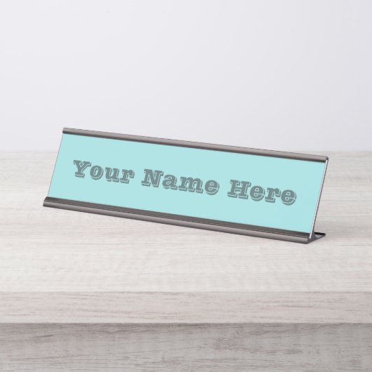 リンペットシェルブルーグリーン春シーズンカ無地のラー デスクネームプレート (正面)