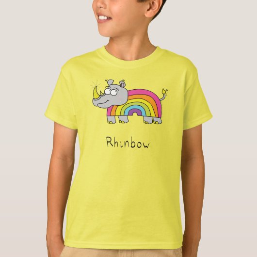 リンボウRhino Rainbow Kid's Boy's Tシャツイエロー Tシャツ (正面)