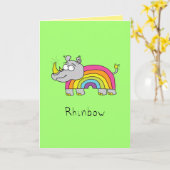 リンボーライノレインボーグリーティングカードグリーン カード (黄色い花)