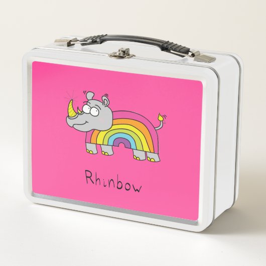 リンボーリーノレインボーランチボックスピンク メタルランチボックス (正面)