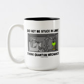 リンボー界で考えます量子力学を付けられないで下さい ツートーンマグカップ (左)