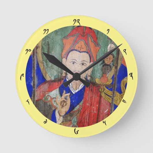 リンポチェ、パドマサンバヴァ、ヒマラヤ – ネパール ラウンド壁時計 (正面)