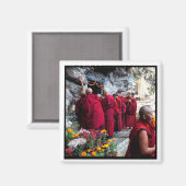 リンポチェ、薬壷、僧侶 – ネパール マグネット (正面/裏面)