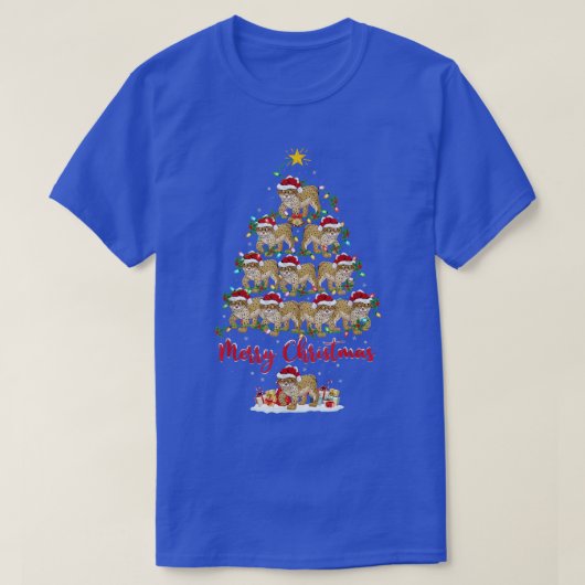 リン動物愛好家マッチングサンタリンクリスマスツリー Tシャツ (デザイン正面)