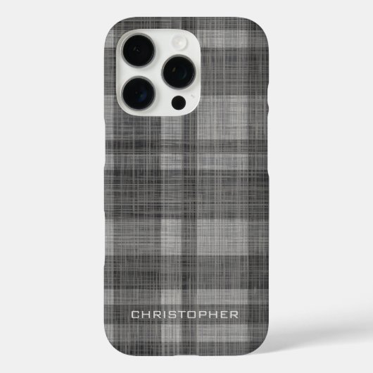 リン素朴モダンン格子模様の名前ブラックグレー Case-Mate iPhoneケース (裏面)