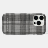 リン素朴モダンン格子模様の名前ブラックグレー Case-Mate iPhoneケース (裏面 (横))