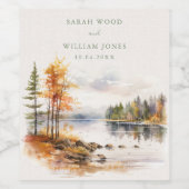 リン素朴ンプリントと秋湖結婚の ワインラベル (シングルラベル)