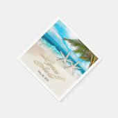 リン・スタッ頼フィッグのカップルの砂での名前 スタンダードカクテルナプキン (角)