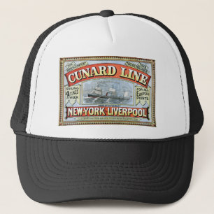 リヴァプールにニューヨークを航海するヴィンテージのCunardライン キャップ