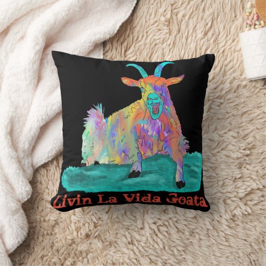 リヴィンラヴィダゴアタおもしろいー叫びヤギデザイン クッション (ブランケット)