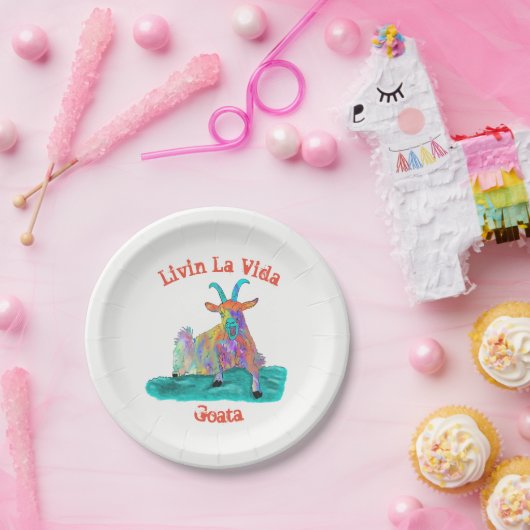 リヴィンラヴィダゴアタおもしろいー叫びヤギデザイン ペーパープレート (パーティー)
