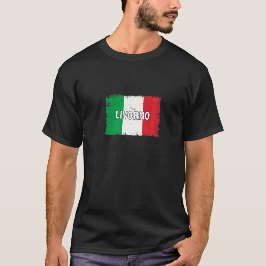 リヴォルノ イタリア イタリア国旗のある都市 Tシャツ (正面)