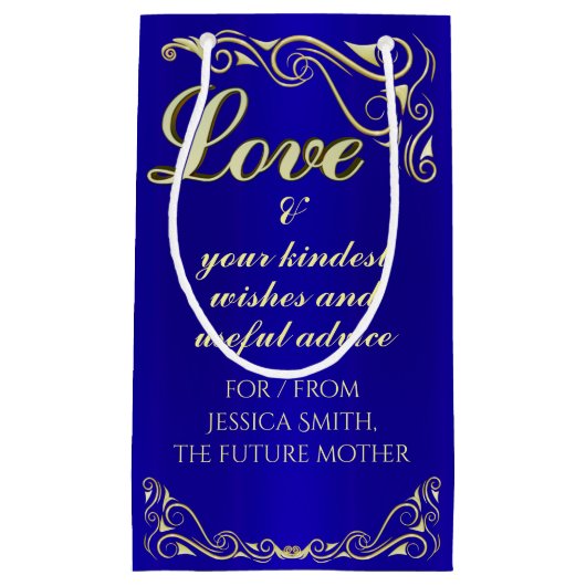 リーガエレガントルゴールデンアン王室のドブルーベビーシャワー スモールペーパーバッグ (正面)