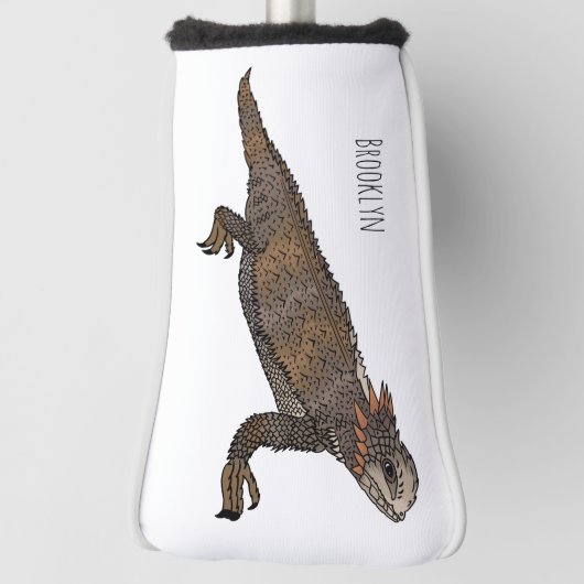 リーガルの角トカゲ漫画イラストレーション ゴルフヘッドカバー (回転90)