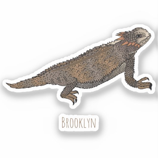 リーガルの角トカゲ漫画イラストレーション シール (正面)