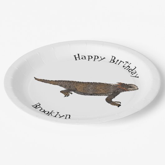 リーガルの角トカゲ漫画イラストレーション ペーパープレート (アングル)