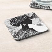 リーガルクイーンアフリカシルエットブラック&ホワイト コースター (左側)