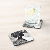 リーガルクイーンアフリカシルエットブラック&ホワイト コースター (右側)