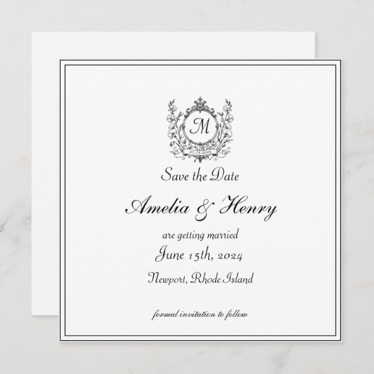 リーガルクラシックフォーマルモノグラム結婚クレスト セーブザデート (正面/裏面)