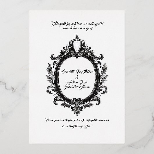 リーガルクレストクラシック、結婚の優雅さ 箔招待状 (正面)