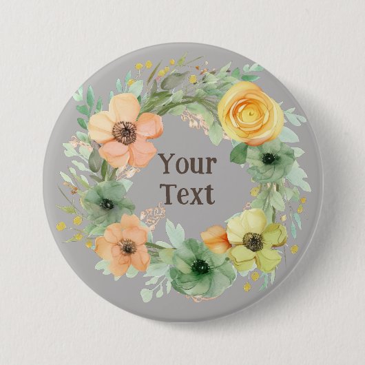 リーガルグリーンフラワーリースラペルブルック 缶バッジ (正面)