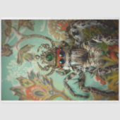 リーガルグリーンヴィンテージフローラ孔雀スパイダーアート 薄葉紙 (正面)