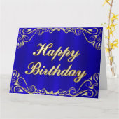 リーガルゴールデンエレガントタイポグラフィ誕生日グリーティング カード (黄色い花)