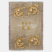 リーガルゴールデンスクロール月桂樹 – 家族の名前 スローブランケット (正面縦)