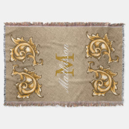 リーガルゴールデンスクロール月桂樹 – 家族の名前 スローブランケット