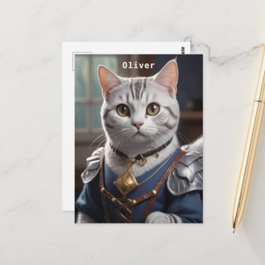 リーガルナイトアメリカンショートヘア威厳のあるネコ ポストカード (正面/裏面インサイチュ)